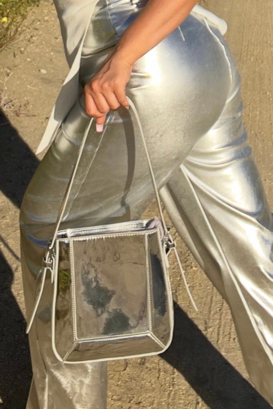 Interstellar Metallic Shoulder Bag in Silver